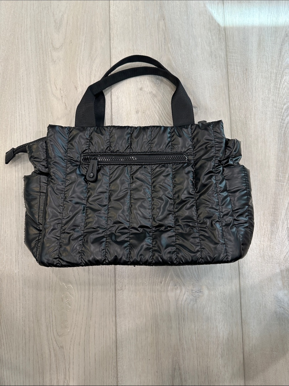 Quilted Nylon Tote Bag in Black
